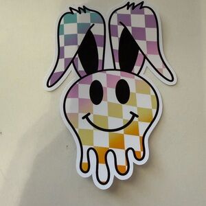 Rainbow checkered print bunny ears card stock car freshie air